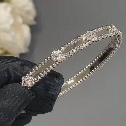 4-leaf clover bracelet, white gold with diamonds